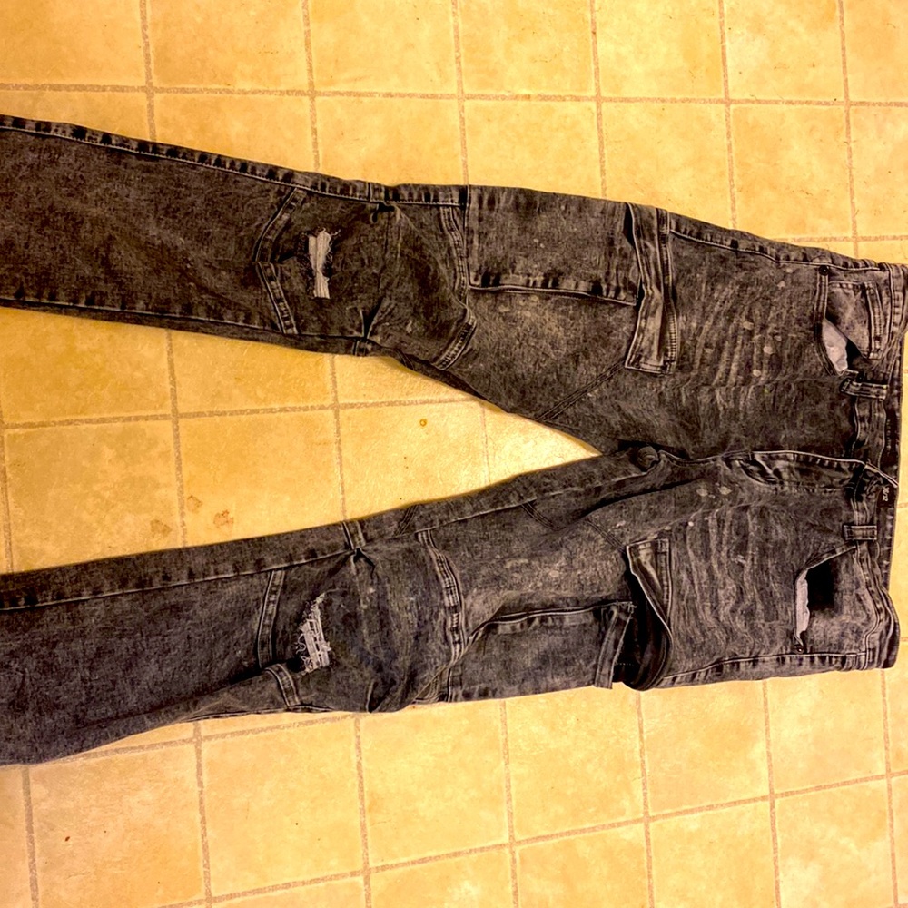 Mens cargo destroyed jeans